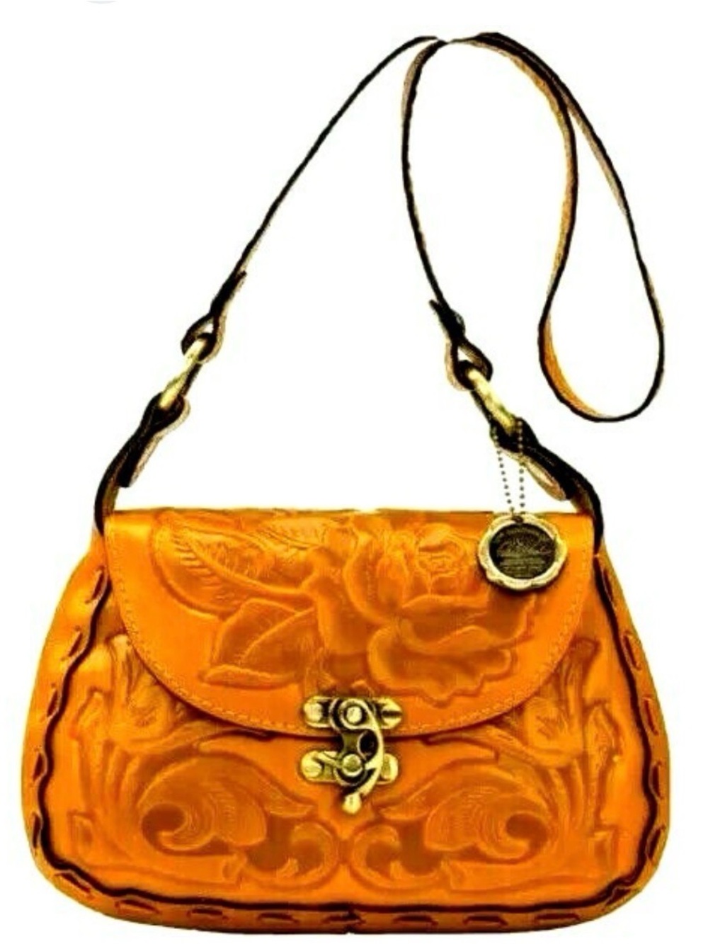 Patricia Nash Micaela Shoulder Bag 
Embossed Floral Leather 70’s inspired